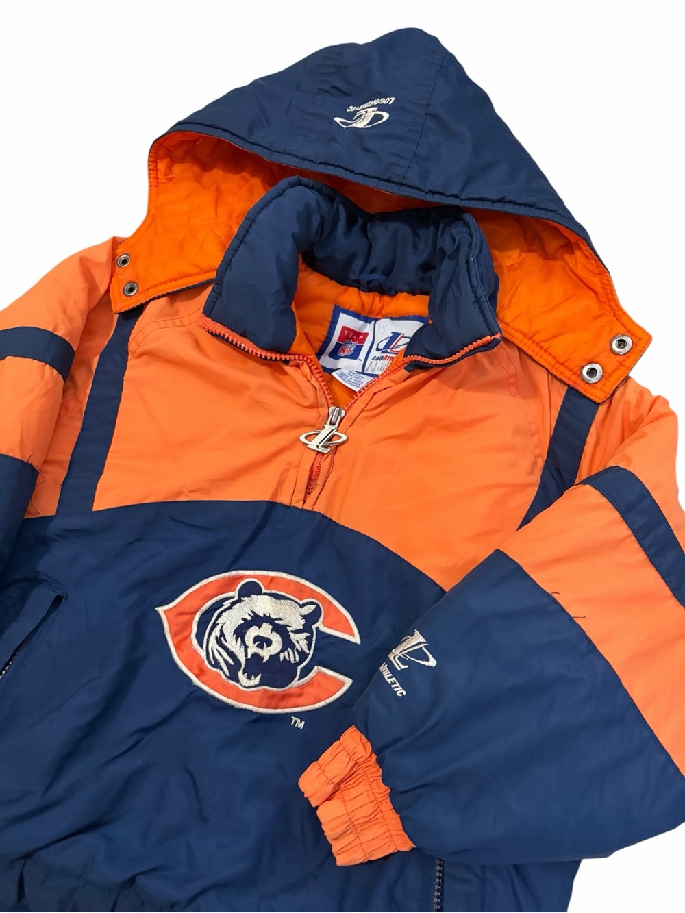 VTG Logo Athletic Chicago Bears Puffer Coat Pullover Boys Small 90s Stitched